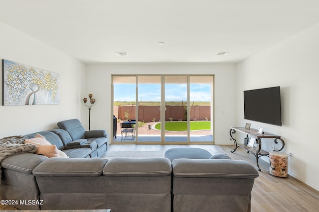 living room featuring light hardwood / wood-style floors