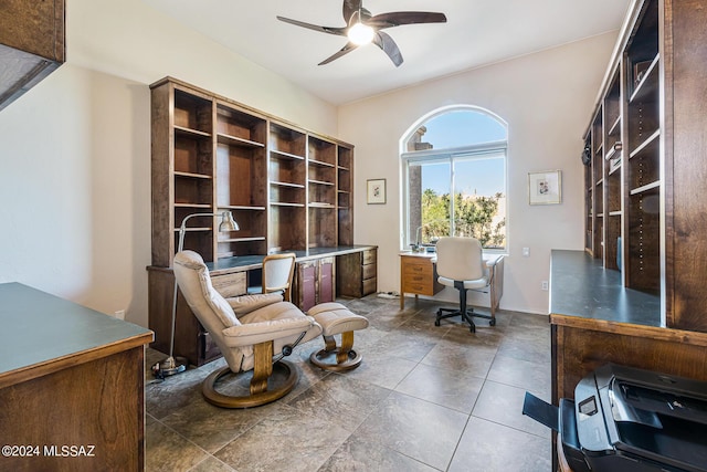 home office featuring ceiling fan