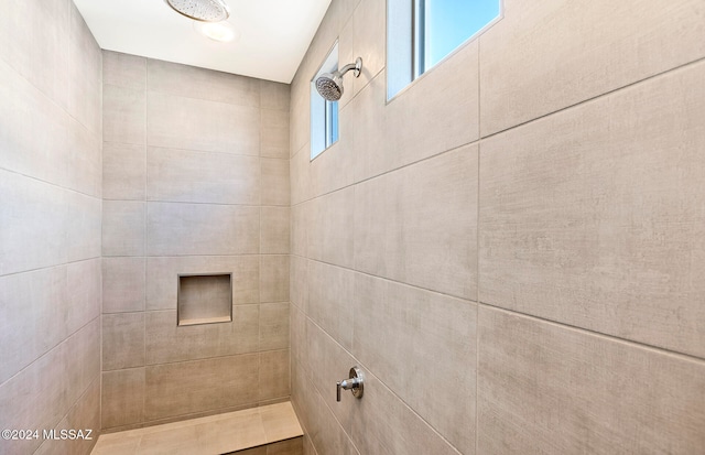 interior details featuring tiled shower