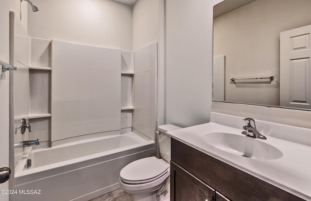 full bathroom featuring vanity, toilet, and shower / washtub combination