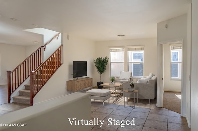 view of tiled living room