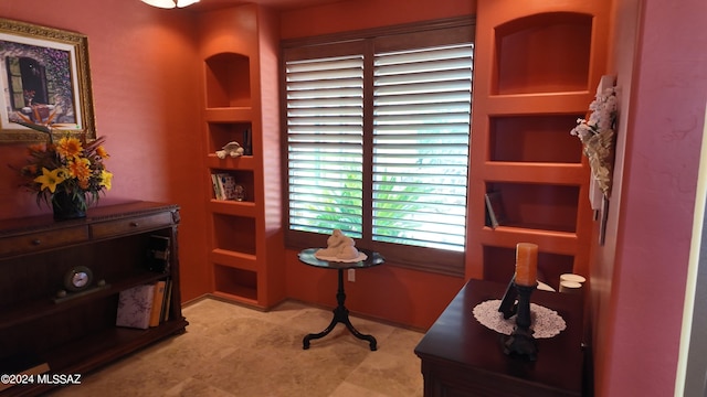 office area featuring built in features
