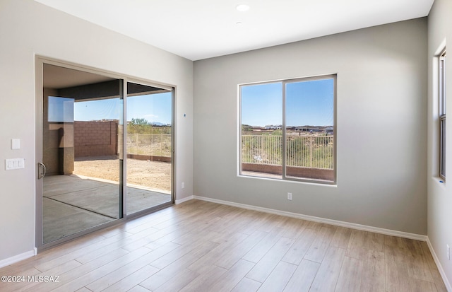 spare room featuring light hardwood / wood-style floors and a wealth of natural light