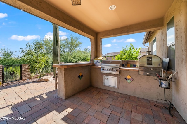 view of patio / terrace with area for grilling and exterior kitchen