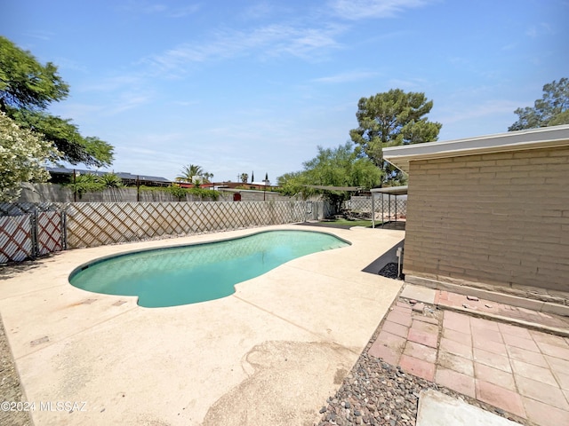 view of swimming pool with a patio