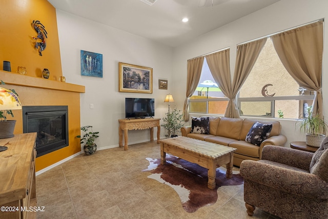 living room featuring a healthy amount of sunlight