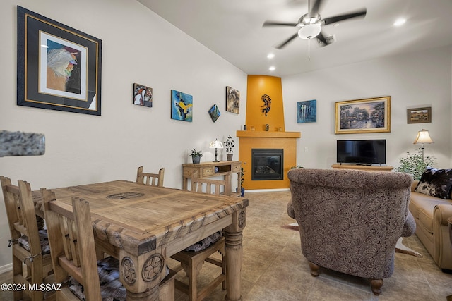 dining space with ceiling fan