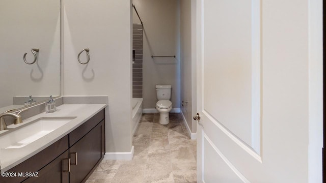 full bathroom with vanity, toilet, and shower / bath combination