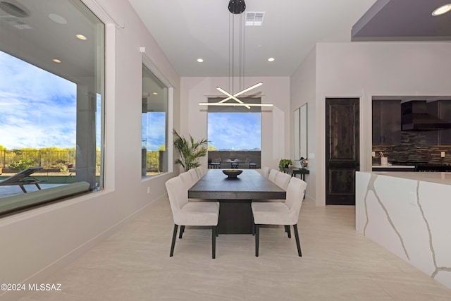 dining area with a chandelier