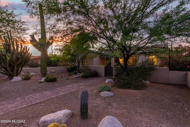 view of yard at dusk