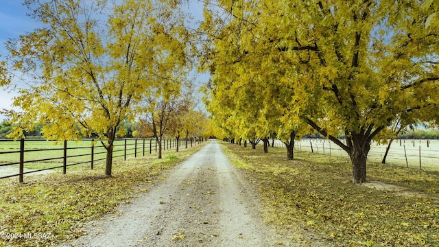 view of road featuring a rural view