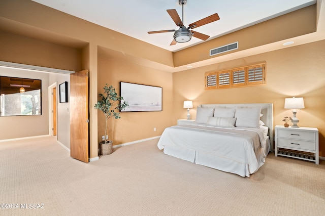 bedroom featuring carpet floors and ceiling fan