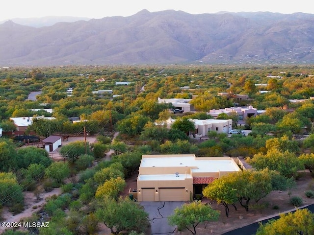 birds eye view of property featuring a mountain view