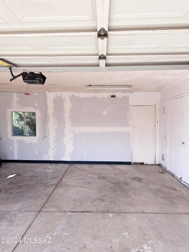 garage with a garage door opener