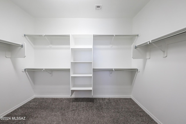 spacious closet with dark carpet