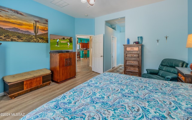 bedroom with light hardwood / wood-style flooring