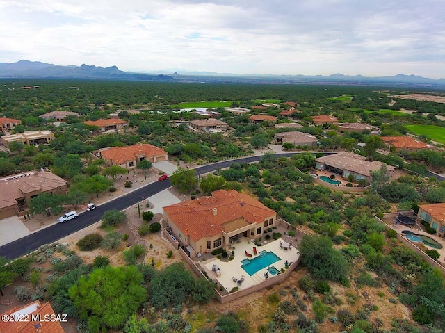 drone / aerial view with a mountain view