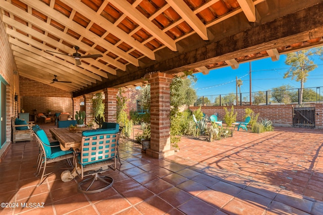 view of patio with ceiling fan