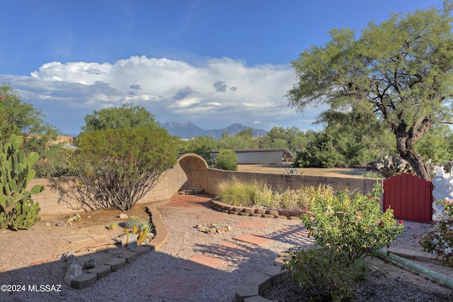 view of yard featuring a mountain view