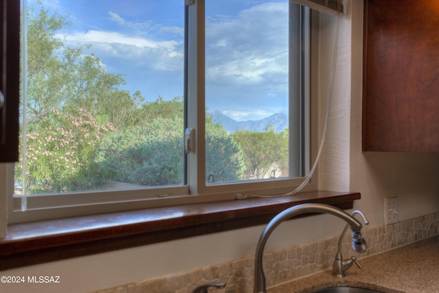 details featuring a mountain view and sink