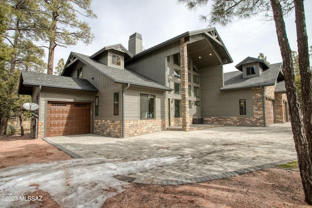 exterior space with a garage