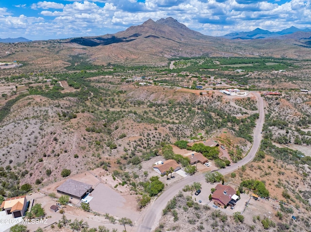 birds eye view of property with a mountain view