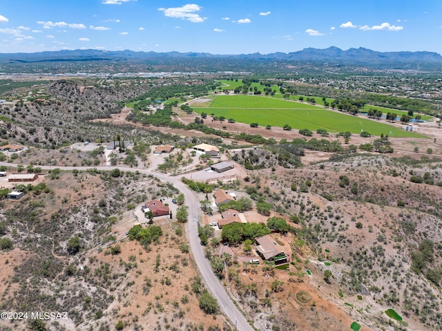 bird's eye view with a mountain view