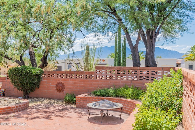 exterior space featuring a mountain view