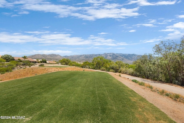 view of home's community featuring a mountain view and a yard