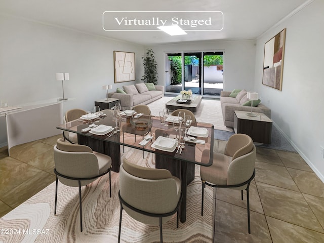 dining area with tile patterned flooring