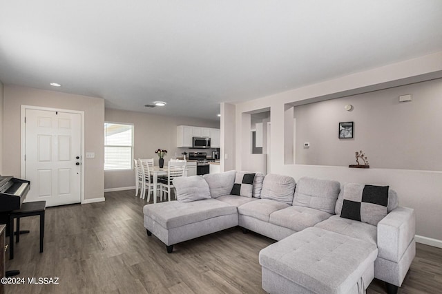 living room with wood-type flooring