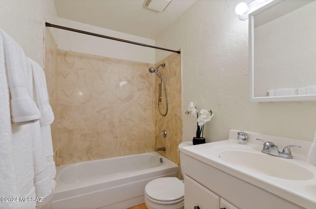 full bathroom featuring vanity, toilet, and shower / washtub combination