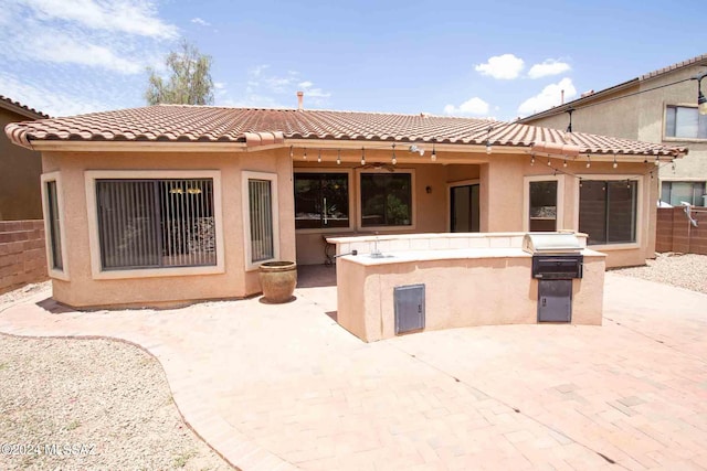 rear view of house with an outdoor kitchen and a patio