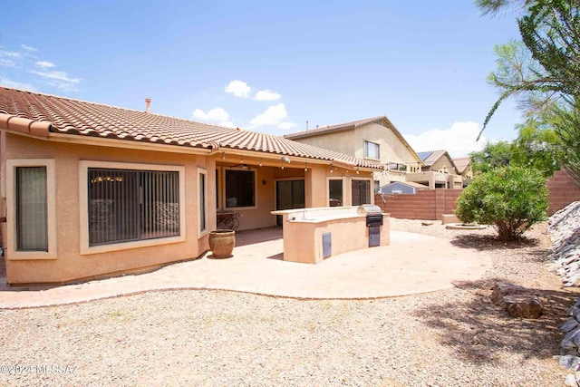 back of property featuring a patio area and an outdoor kitchen