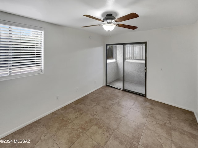 unfurnished bedroom with ceiling fan