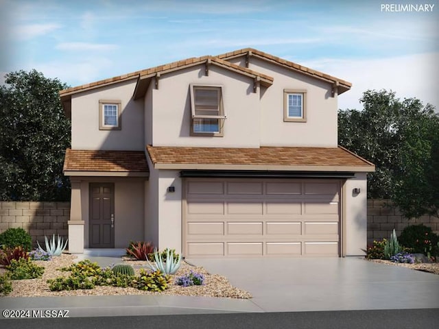 view of front of house with a garage