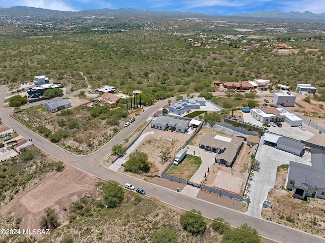 drone / aerial view featuring a mountain view