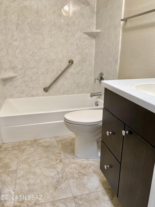 full bathroom featuring toilet, vanity, and shower / bathtub combination