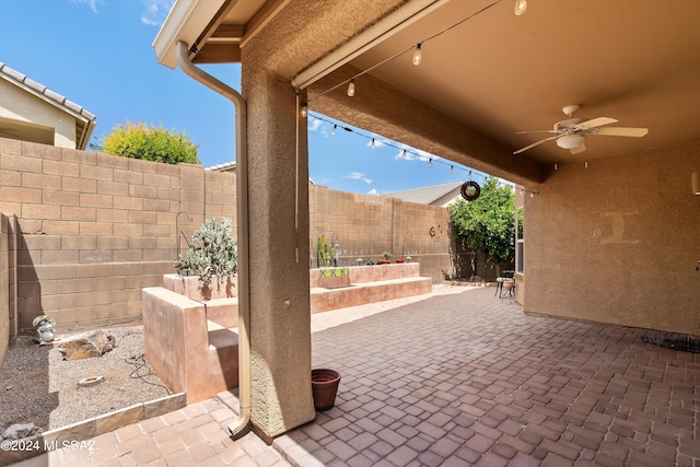 view of patio with ceiling fan