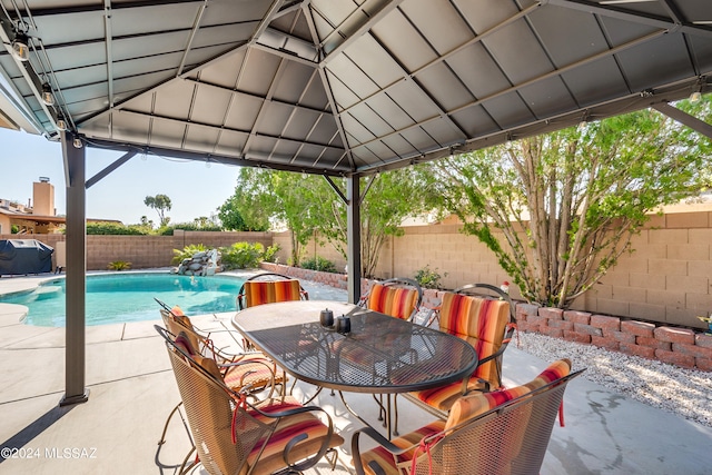 view of patio / terrace with a gazebo