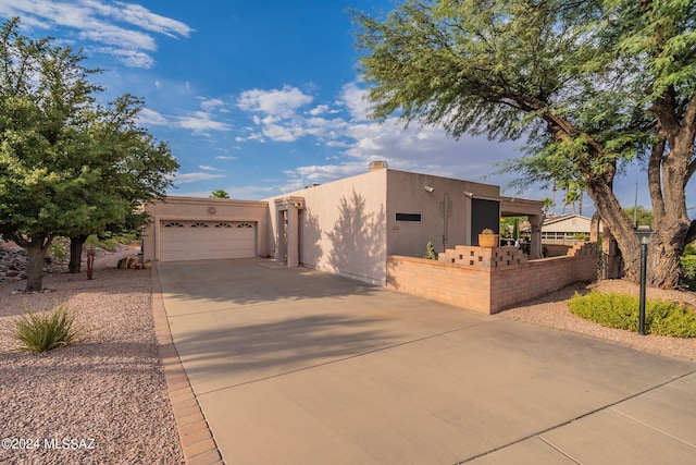 adobe home with a garage