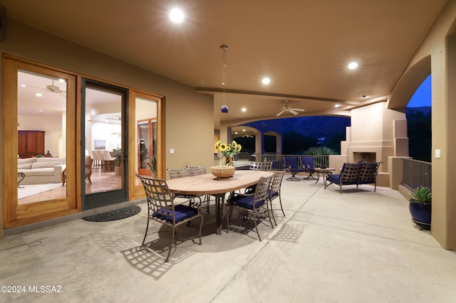 dining room featuring ceiling fan