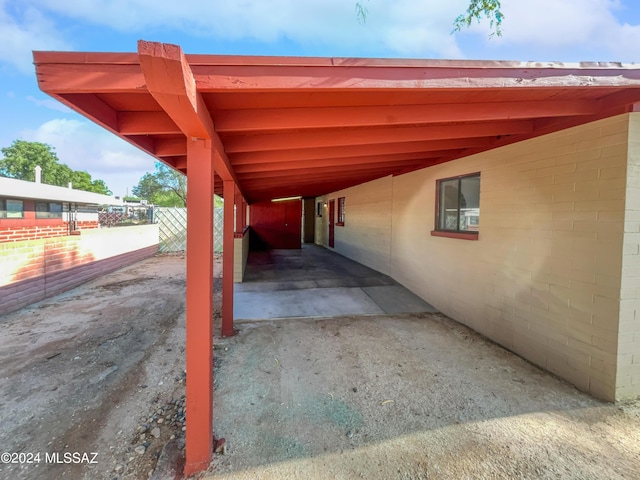 view of patio with a carport