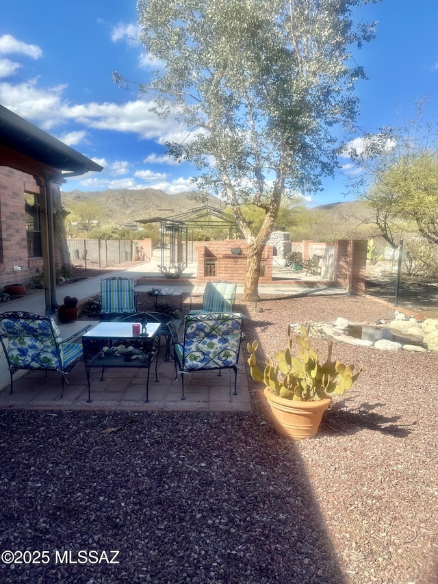 view of yard with a patio area and fence