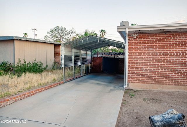 exterior space with a carport