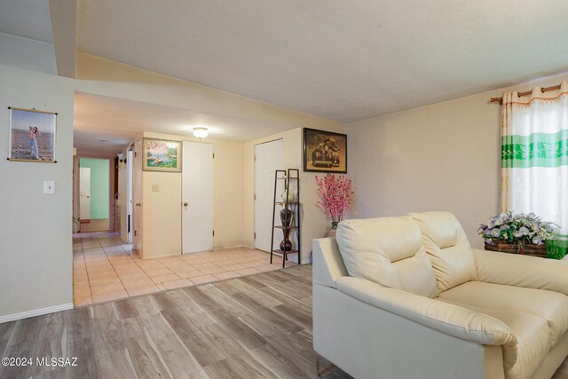 living room featuring light wood-type flooring