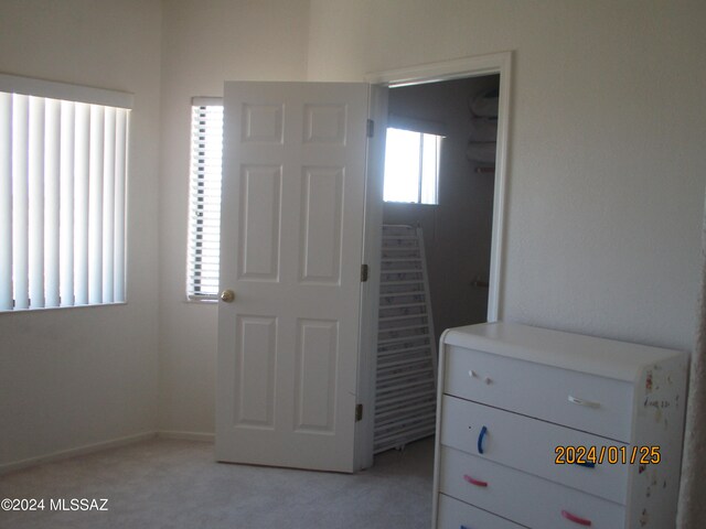 unfurnished bedroom with multiple windows and light colored carpet