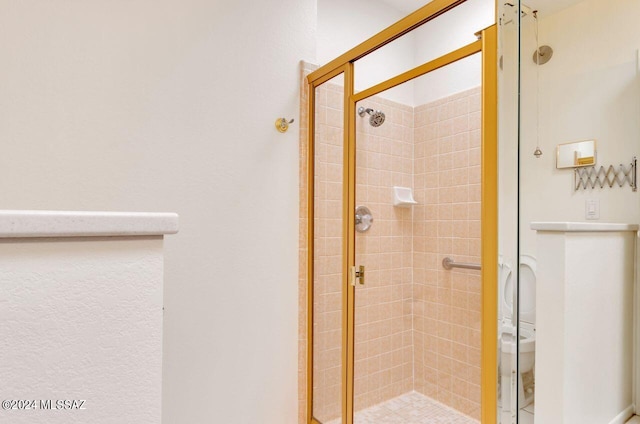 full bathroom featuring a shower stall