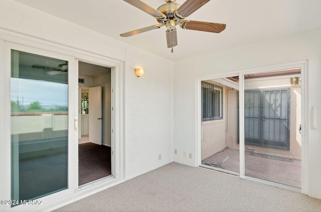 interior space with a ceiling fan