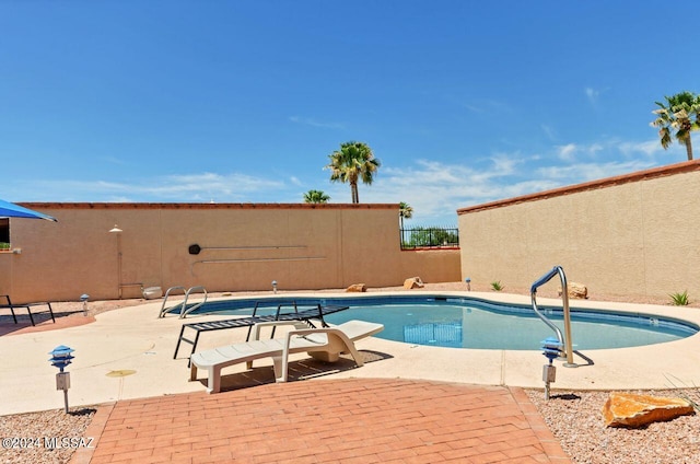 view of pool featuring a patio